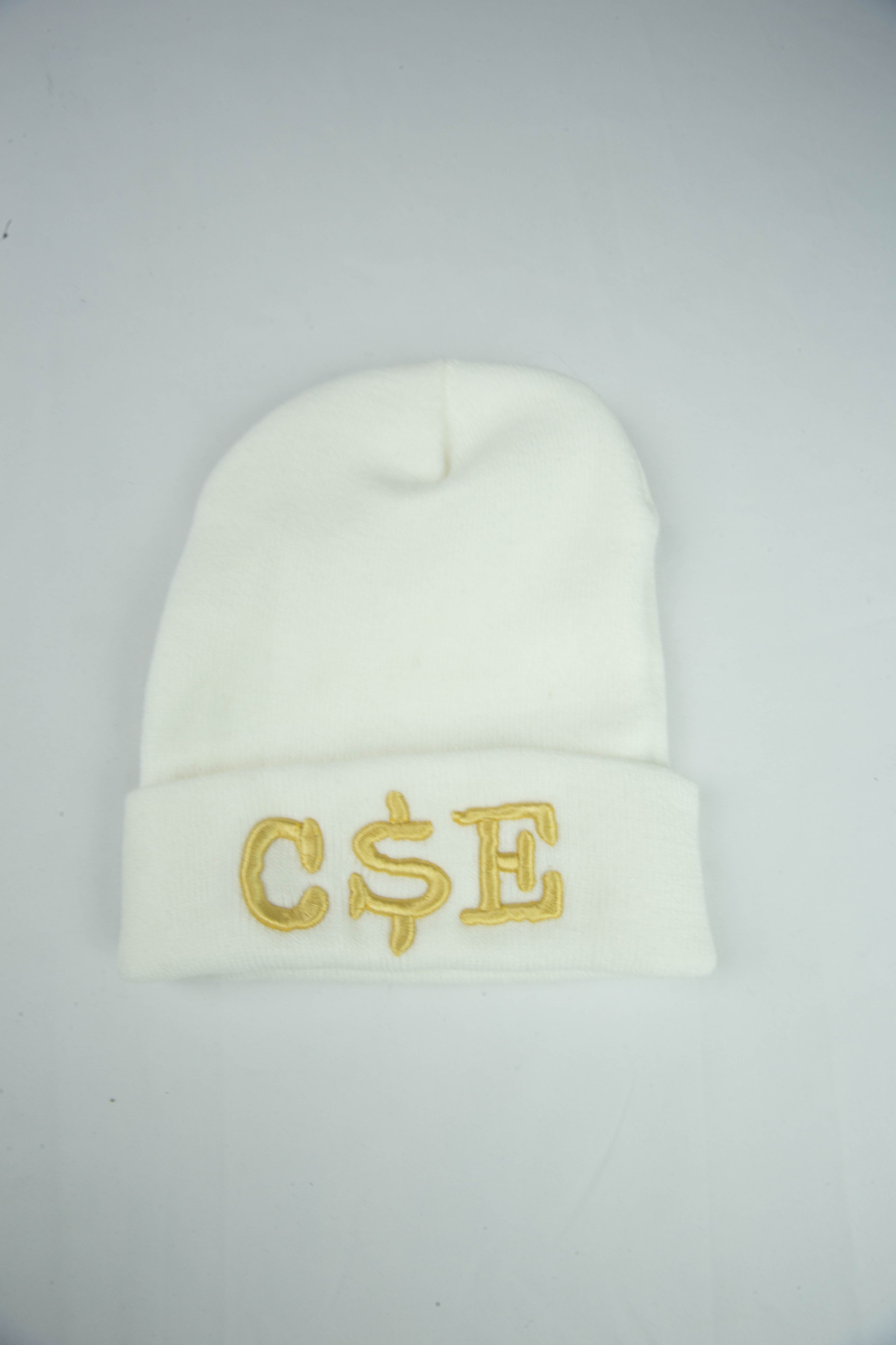 C$E White and Gold Logo Beanie